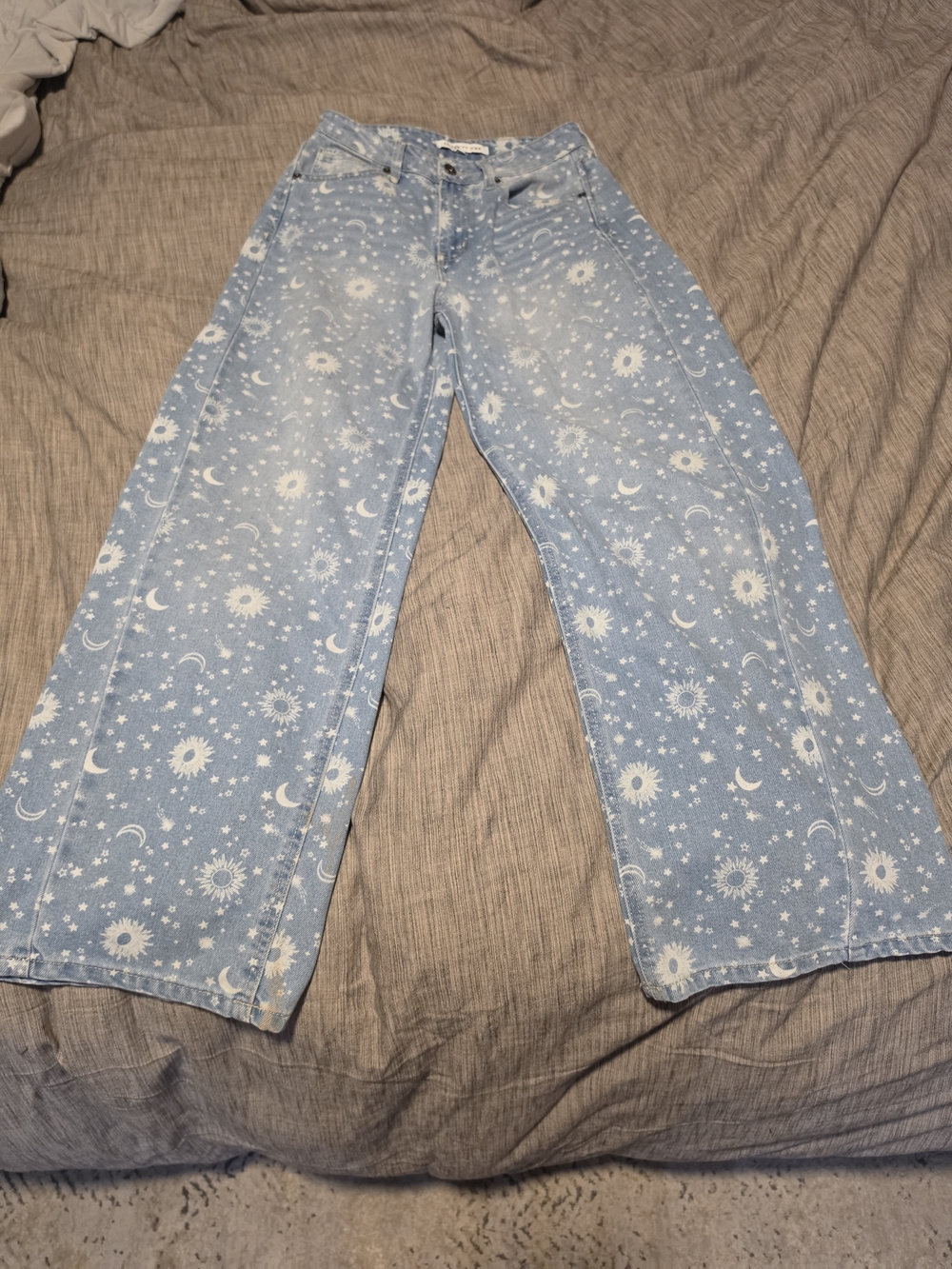 Celebrity Pink Light Blue Celestial Star Wide-Leg Jeans